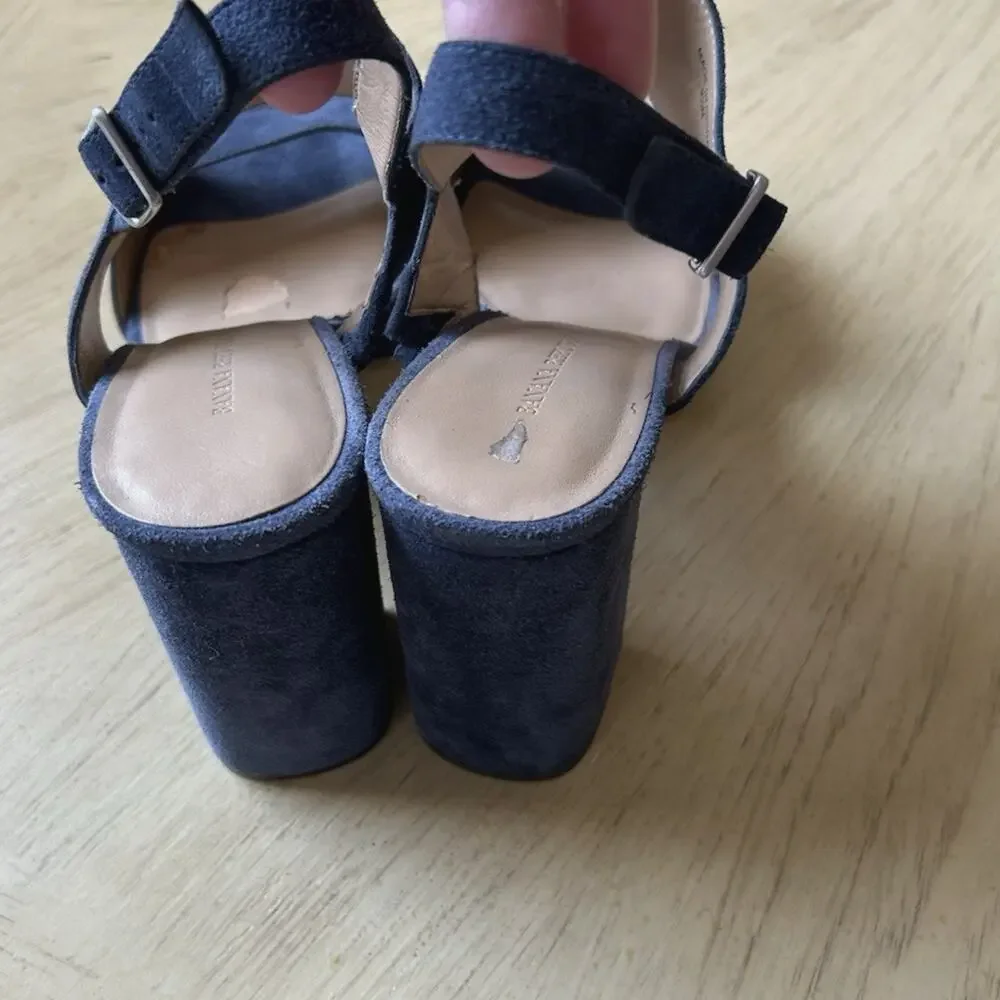 y2k blue suede platform heels banana Republic Sandal Women 9.5  party retro chic